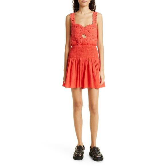 Sea NWT Camila Crochet Pleating Romper Red Size 8 - Picture 4 of 12